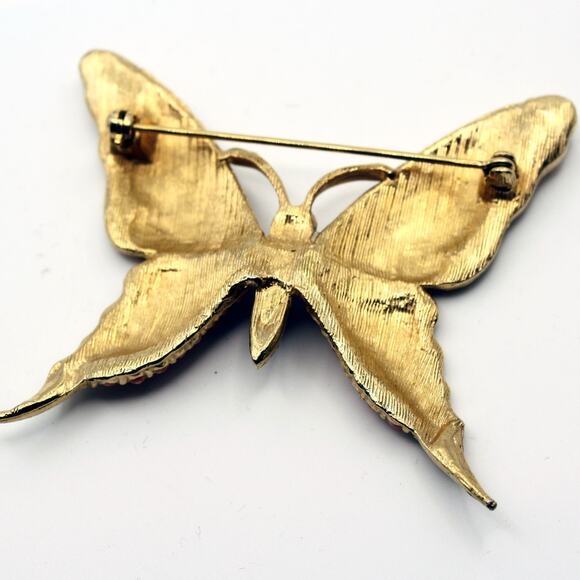 Vintage Enamel Butterfly Brooch Pin Vibrant Multicolor 2.5" Across - Hey Viv - Picture 4 of 6